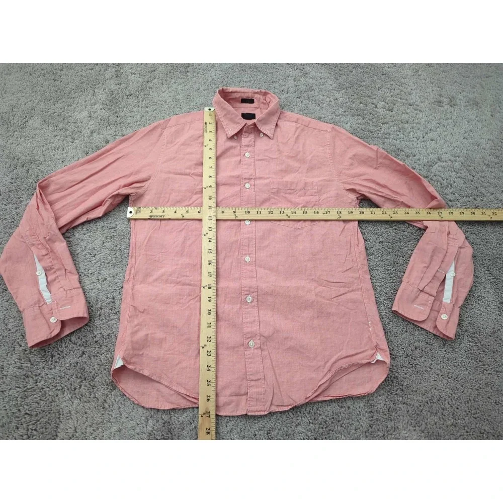 J Crew Button Up Shirt Mens Medium Orange Slim‎ Preppy Casual Office